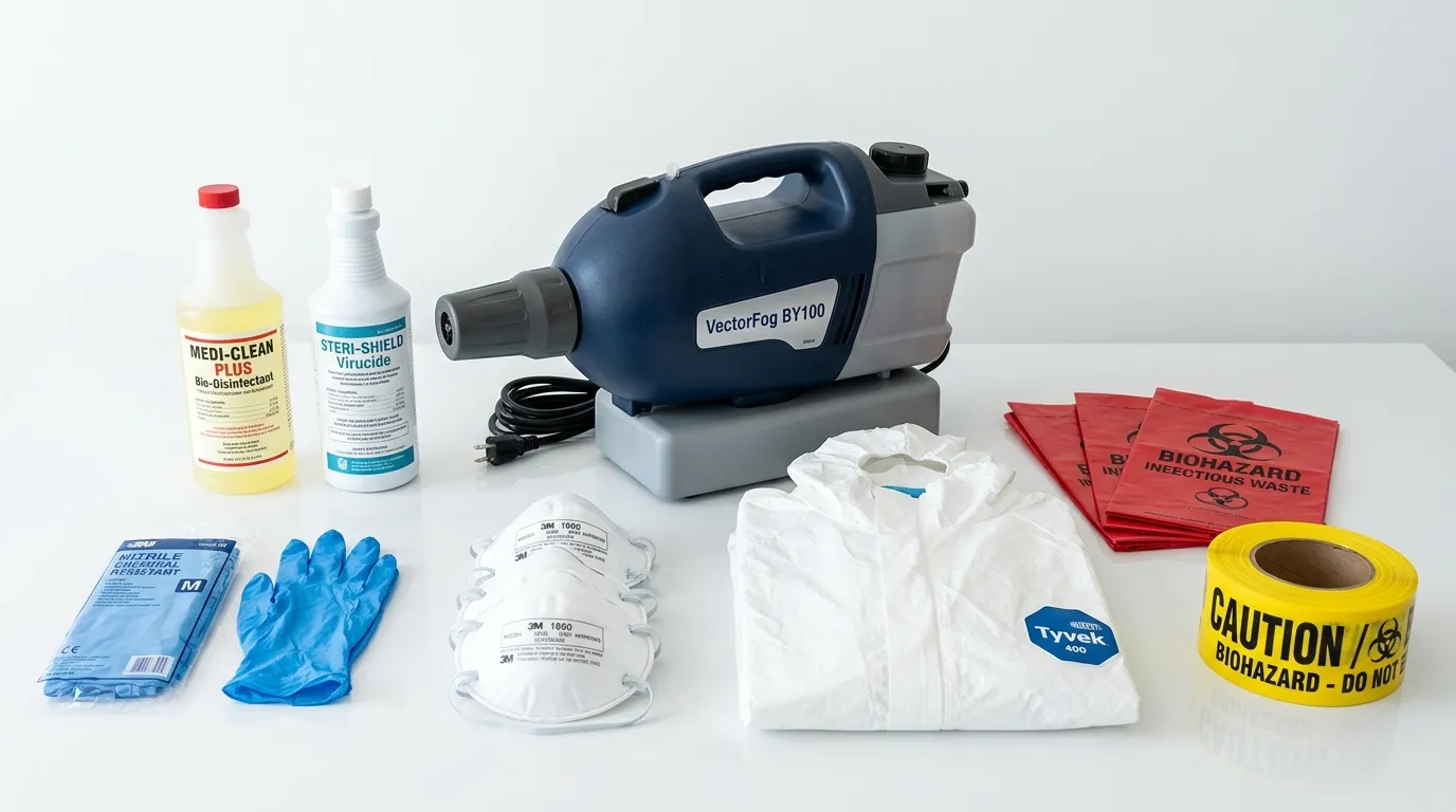 Professional biohazard remediation crew working in Eaton